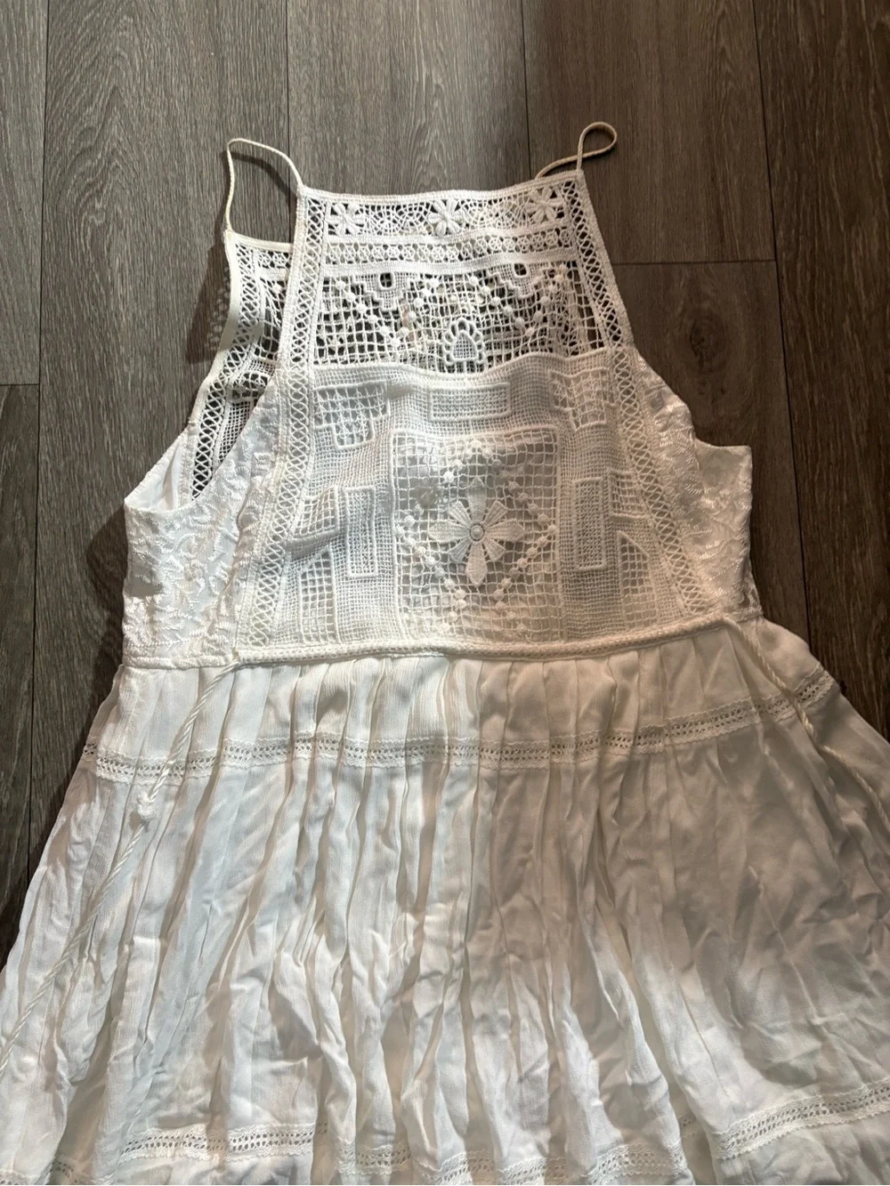 Free People White Lace Halter Mini Dress
